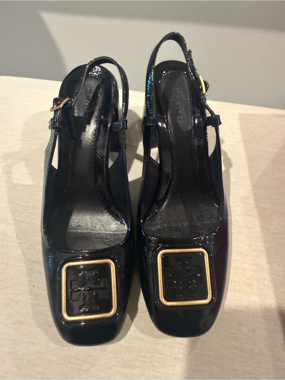 Tory Burch Georgia Black Patent Slingback Heels